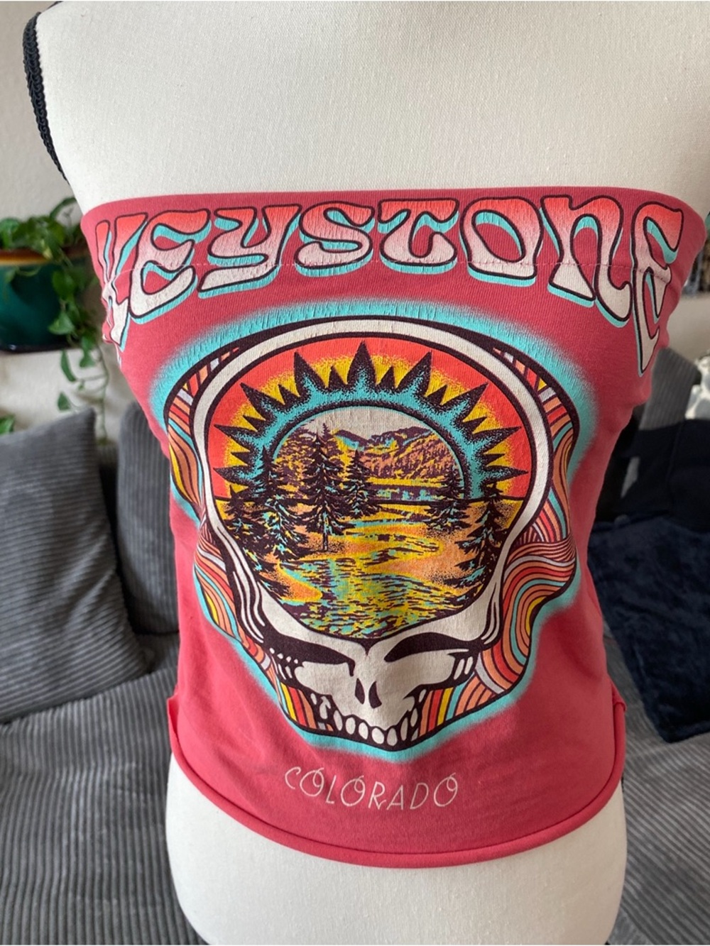 Reworked Keystone Colorado T Shirt To Tube Top -